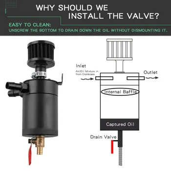Oil Catch Can Tank 2-Port Baffled Reservoir With Drain Valve Breather Universal New And High Quality
Oil Catch Can Tank 2-Port Baffled Reservoir With Drain Valve Breather Universal New And High Quality