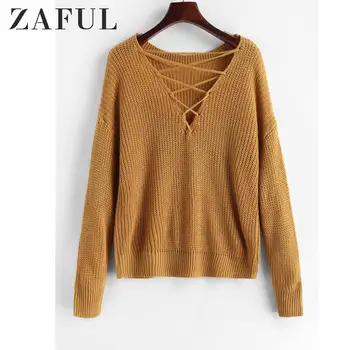 ZAFUL V Neck Lace Up Drop Shoulder Knit Sweater 2019 Autumn Going Out Daily Tops For Women Full Sleeves Solid Casual Pullovers
ZAFUL V Neck Lace Up Drop Shoulder Knit Sweater 2019 Autumn Going Out Daily Tops For Women Full Sleeves Solid Casual Pullovers