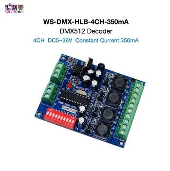 WS-DMX-HLB-4CH-350mA DC5-36V Constant Current 350mA 4CH RGBW DMX Controller DMX512 Decoder for LED Strip Lights LED Lamp Modules
WS-DMX-HLB-4CH-350mA DC5-36V Constant Current 350mA 4CH RGBW DMX Controller DMX512 Decoder for LED Strip Lights LED Lamp Modules