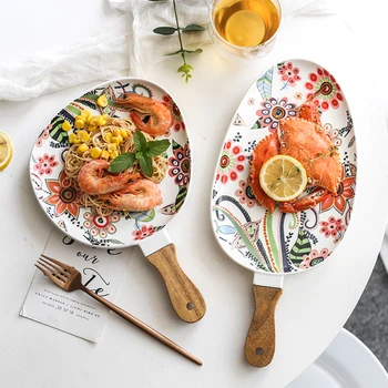 Ceramic Salad Plates with Handle, Porcelain Dinner Plates, Colorful Floral Pattern Serving Plate for Desserts Sandwiches
Ceramic Salad Plates with Handle, Porcelain Dinner Plates, Colorful Floral Pattern Serving Plate for Desserts Sandwiches
