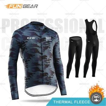 Ropa Ciclismo Cycling Clothing Men Northwave Thermal Jersey Set NW Winter Long Sleeve Jacket Kit Bike Ride Camouflage Uniform