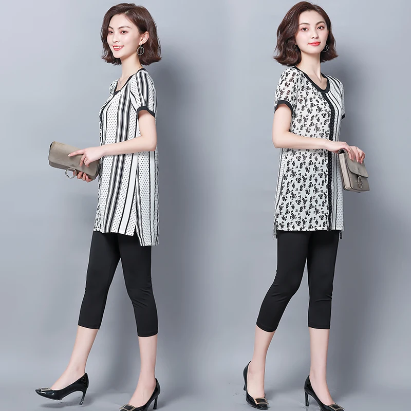 M-5XL2020 summer large size color block printing and splicing wo piece set top and pants two piece set summer outfits for women
M-5XL2020 summer large size color block printing and splicing wo piece set top and pants two piece set summer outfits for women