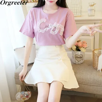Summer 2020 New Female Letter printing beaded Loose T-shirt and Lady Sweet Girlish Skirt Suits Casual Two piece set
Summer 2020 New Female Letter printing beaded Loose T-shirt and Lady Sweet Girlish Skirt Suits Casual Two piece set