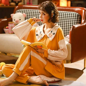 Casual Homewear Kawaii Doll Collar Pajamas Sets For Women Green Cartoon Bear Pijamas Long Sleeves Long Pans Ladies Pyjamas
Casual Homewear Kawaii Doll Collar Pajamas Sets For Women Green Cartoon Bear Pijamas Long Sleeves Long Pans Ladies Pyjamas