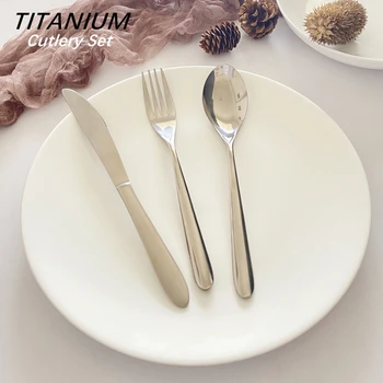 Pure Titanium Polishing Home Advanced Dinner Cutlery Knife Fork Spoon Chopsticks Tableware Kitchen Titanium Flatware Set
Pure Titanium Polishing Home Advanced Dinner Cutlery Knife Fork Spoon Chopsticks Tableware Kitchen Titanium Flatware Set