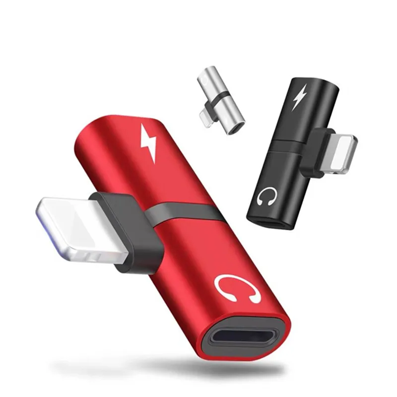 Металлический сплиттер 2 в 1 аудио адаптер разъем для зарядки iPhone XR X XS 11 12 Pro Max 7 8 Plus