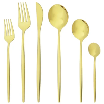 Western Knife Fork Dessert Spoon Tableware Set 6Pcs Gold Cutlery Set Stainless Steel Dinnerware Set Kitchen Party Silverware Set
Western Knife Fork Dessert Spoon Tableware Set 6Pcs Gold Cutlery Set Stainless Steel Dinnerware Set Kitchen Party Silverware Set