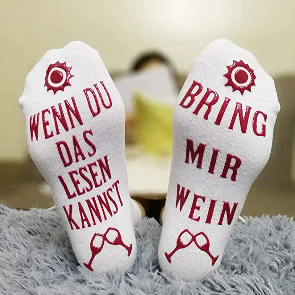 1Pair socks men funny in Women's Socks cotton Christmas Valentines Day Gift Idea Funny Wine skarpetki damskie& | Женская одежда