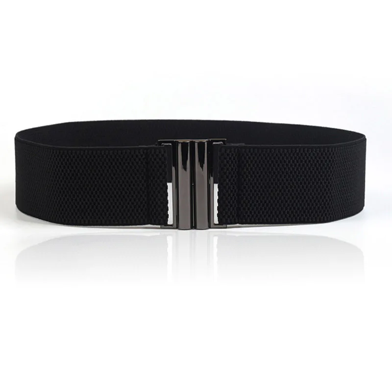 

Women Elastic Band Wide Belts 2021 Simple Down Coat Waist Belt Female Buckle Black Strap Dress Decoration Accessories