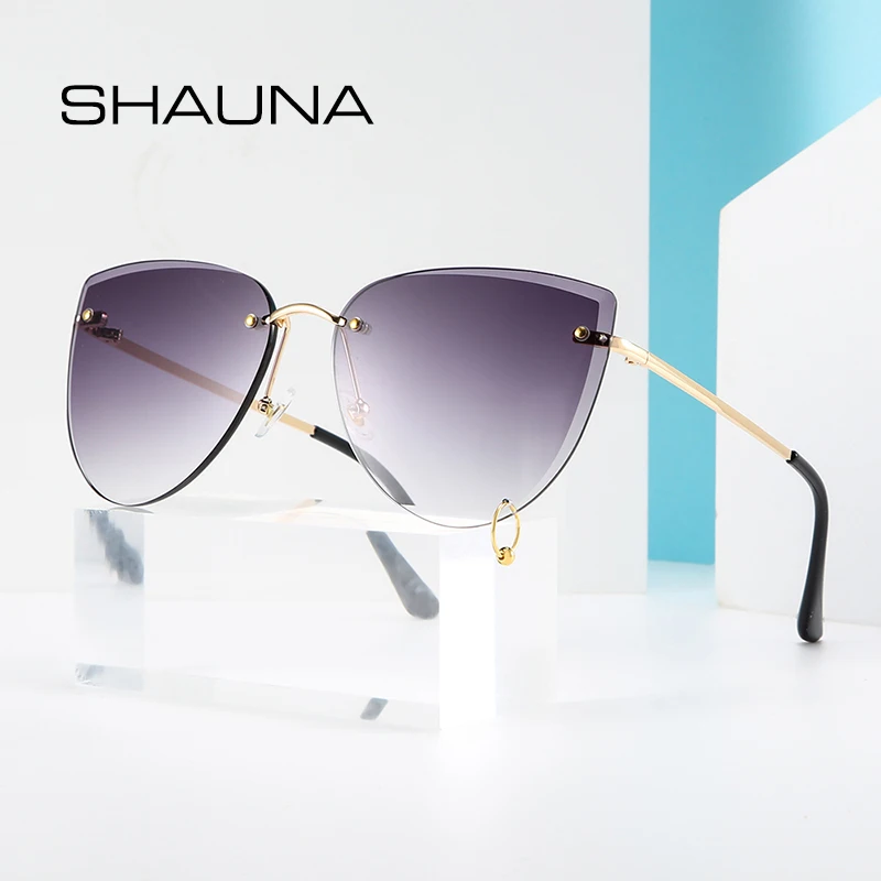 Модные солнцезащитные очки без оправы SHAUNA градиентные оттенки|Женские очки| |