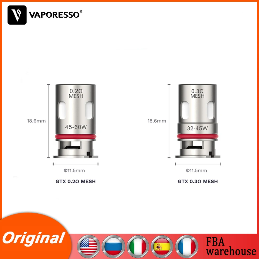 5pcs/box Original Vaporesso Target PM80 GTX Coil 0.2ohm & 0.3ohm Vape Atomizer core for Target PM80 Pod Electronic Cigarette Kit
5pcs/box Original Vaporesso Target PM80 GTX Coil 0.2ohm & 0.3ohm Vape Atomizer core for Target PM80 Pod Electronic Cigarette Kit