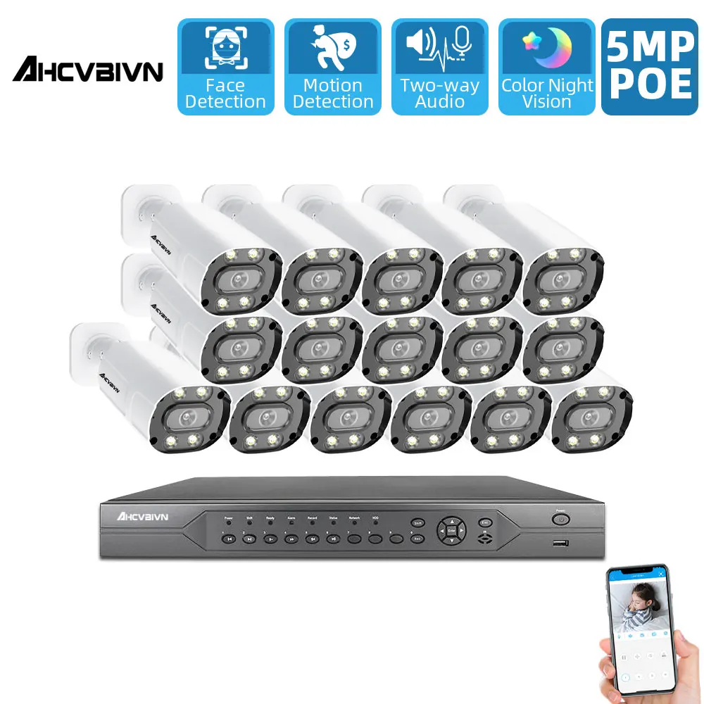 h.265+ 16CH Ultra HD 5MP Security 4K POE NVR Kit HD Full Color Night Vision IP CCTV Video Surveillance Cameras System Set
h.265+ 16CH Ultra HD 5MP Security 4K POE NVR Kit HD Full Color Night Vision IP CCTV Video Surveillance Cameras System Set