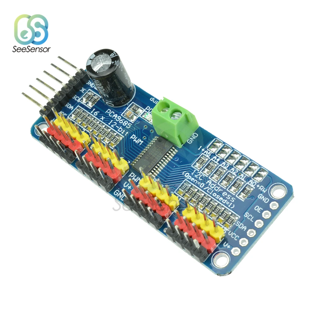 Плата серводвигателя PCA9685 pcha9685 PWM 16 канальная 12 битная плата I2C интерфейс Raspberry pi
