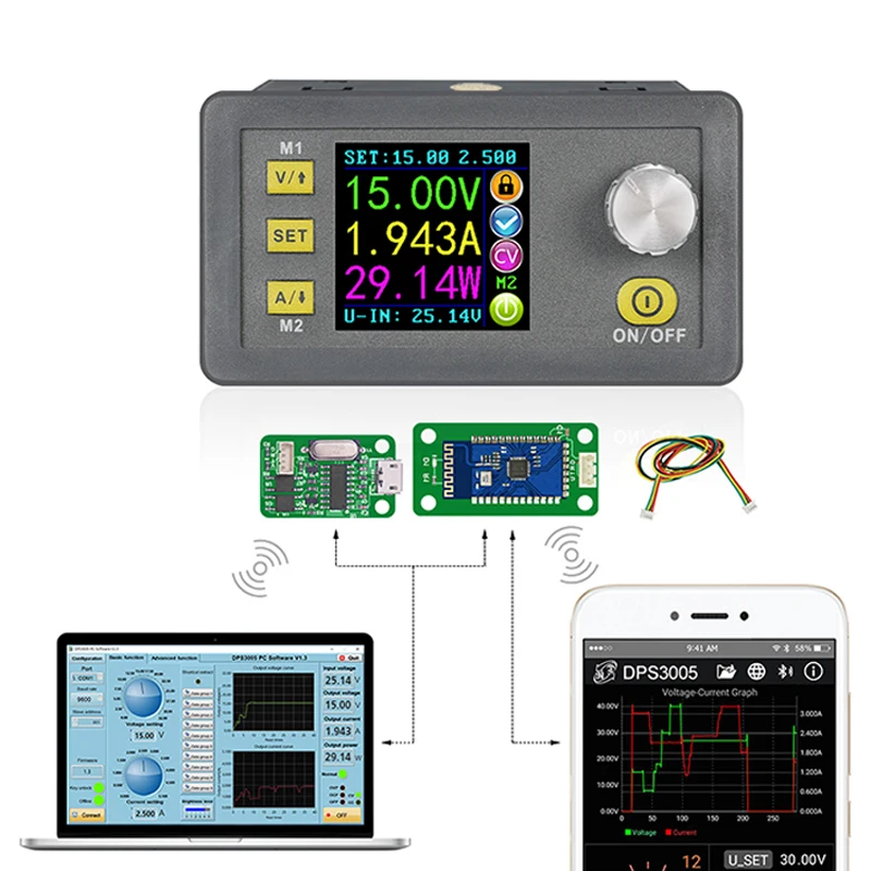 DPS3005 mobile app control DC regulated power supply adjustable switch dimming constant current power board
DPS3005 mobile app control DC regulated power supply adjustable switch dimming constant current power board
