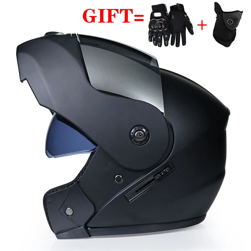 

2 Gifts Racing Motocross Helmets Modular Dual Lens Carbon Helf Motorcycle Helmet Full Face Helm Safe Flip Up Cascos Para Moto