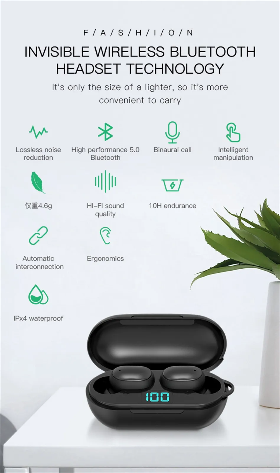 H6 беспроводные наушники вкладыши Twins True Bluetooth 5 0 стерео с басами в ухо гарнитура 220