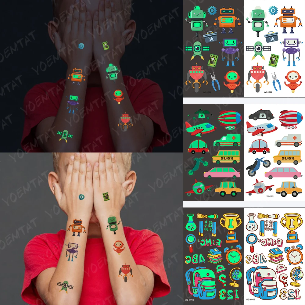Luminous Waterproof Temporary Tattoo Sticker Kid Traffic Car Deformation Educational Toy Glowing Tatoo Children Fake Tatto Night
Luminous Waterproof Temporary Tattoo Sticker Kid Traffic Car Deformation Educational Toy Glowing Tatoo Children Fake Tatto Night
