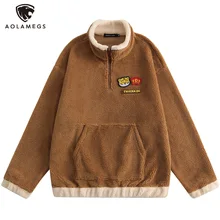 Aolamegs Lambswool Sweatshirts Men Solid Color Furry Half Zipper Plus Velvet Warm Pullover College style Otaku Streetwear Couple 
Aolamegs Lambswool Sweatshirts Men Solid Color Furry Half Zipper Plus Velvet Warm Pullover College style Otaku Streetwear Couple