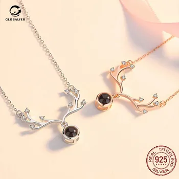 

S925 sterling silver 100 languages I love you Yilu you projection necklace Vibrato sound with the same Free shipping 114