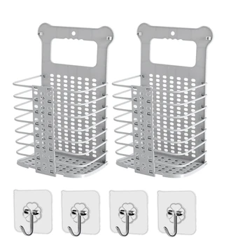 Top-2Pack Collapsible Storage Basket, Can Be Hanged with Handle, Convenient Folding Hamper, with 2 Hooks, Gray
Top-2Pack Collapsible Storage Basket, Can Be Hanged with Handle, Convenient Folding Hamper, with 2 Hooks, Gray