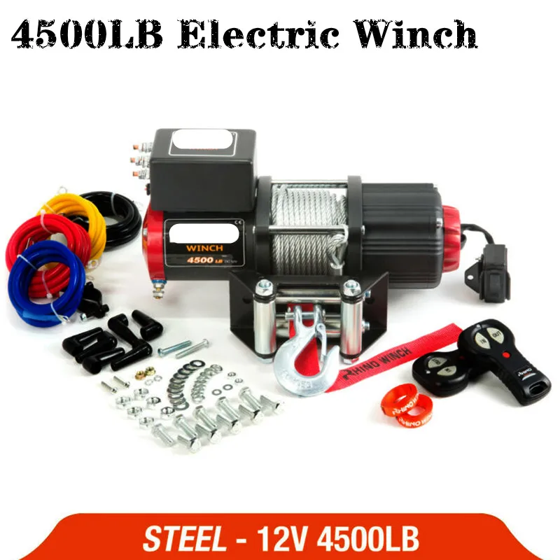 

EU RU delivery electric winch 12V 4500lb remote control set heavy duty ATV trailer high strength steel electric winch