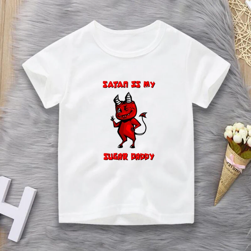 Lovely and Cute Girls Satan Is My Suger Daday Printing T Shirts Children T-shirts Kids Clothes Girl Tops Boys Tees for 2-14Years
Lovely and Cute Girls Satan Is My Suger Daday Printing T Shirts Children T-shirts Kids Clothes Girl Tops Boys Tees for 2-14Years