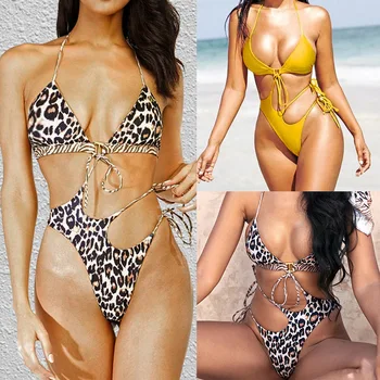 Sexy Swimsuit Women High Waist Bikini Micro Bandage Deep-V Thong Swimming Suit Bathing Swimwear Women 2020 Leopard Bikinis Set
Sexy Swimsuit Women High Waist Bikini Micro Bandage Deep-V Thong Swimming Suit Bathing Swimwear Women 2020 Leopard Bikinis Set
