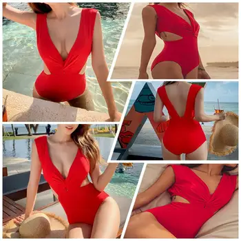 Beachwear Swimming Bikini Women Swimwear Women Swimwear Sexy One-piece Deep V Midriff Costume Bikini Swimsuit M-XL 
Beachwear Swimming Bikini Women Swimwear Women Swimwear Sexy One-piece Deep V Midriff Costume Bikini Swimsuit M-XL