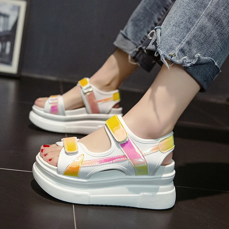 Colorful Height Increase Sport Sandals Women Black White Platform Wedge Sandals Summer Casual Thick Sole Beach Shoes 2020
Colorful Height Increase Sport Sandals Women Black White Platform Wedge Sandals Summer Casual Thick Sole Beach Shoes 2020