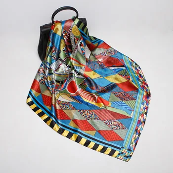 90X90cm Geometric Diamond Print Scarf Elegant Retro Square Foulard Bandana Blue Wraps Neckerchief Female 2020 Spring Summer
90X90cm Geometric Diamond Print Scarf Elegant Retro Square Foulard Bandana Blue Wraps Neckerchief Female 2020 Spring Summer