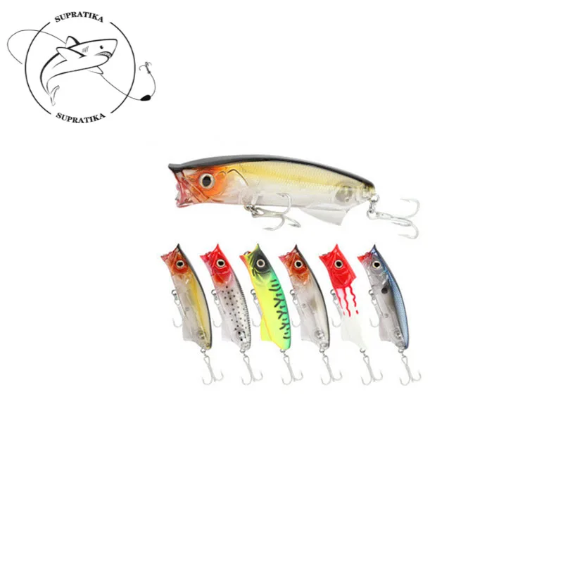 7.9cm/11gArtificial Floating Popper Plastic Hard Bait Diving Depth Shallow Swimbait Treble Hook 3D Eyes Freshwater Fishing Lure | Спорт и