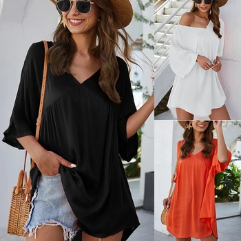 2020 Summer Women Feminino Boho Transparent Beach Dress Beach Cover-up Swimwear Short Sleeve Loose Tunic Beach Sundress
2020 Summer Women Feminino Boho Transparent Beach Dress Beach Cover-up Swimwear Short Sleeve Loose Tunic Beach Sundress