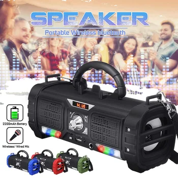 Outdoor Speaker AUX USB TF Card Portable bluetooth Speaker 2200mAh Portable Wireless Loudspeaker with LED Light Mic Phone Holder
Outdoor Speaker AUX USB TF Card Portable bluetooth Speaker 2200mAh Portable Wireless Loudspeaker with LED Light Mic Phone Holder