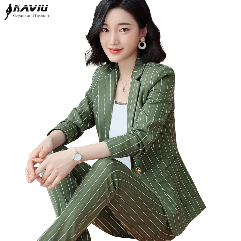 Fashion temperament women pants suits New business formal stripes long sleeve slim blazer and pants office ladies work wear
Fashion temperament women pants suits New business formal stripes long sleeve slim blazer and pants office ladies work wear
