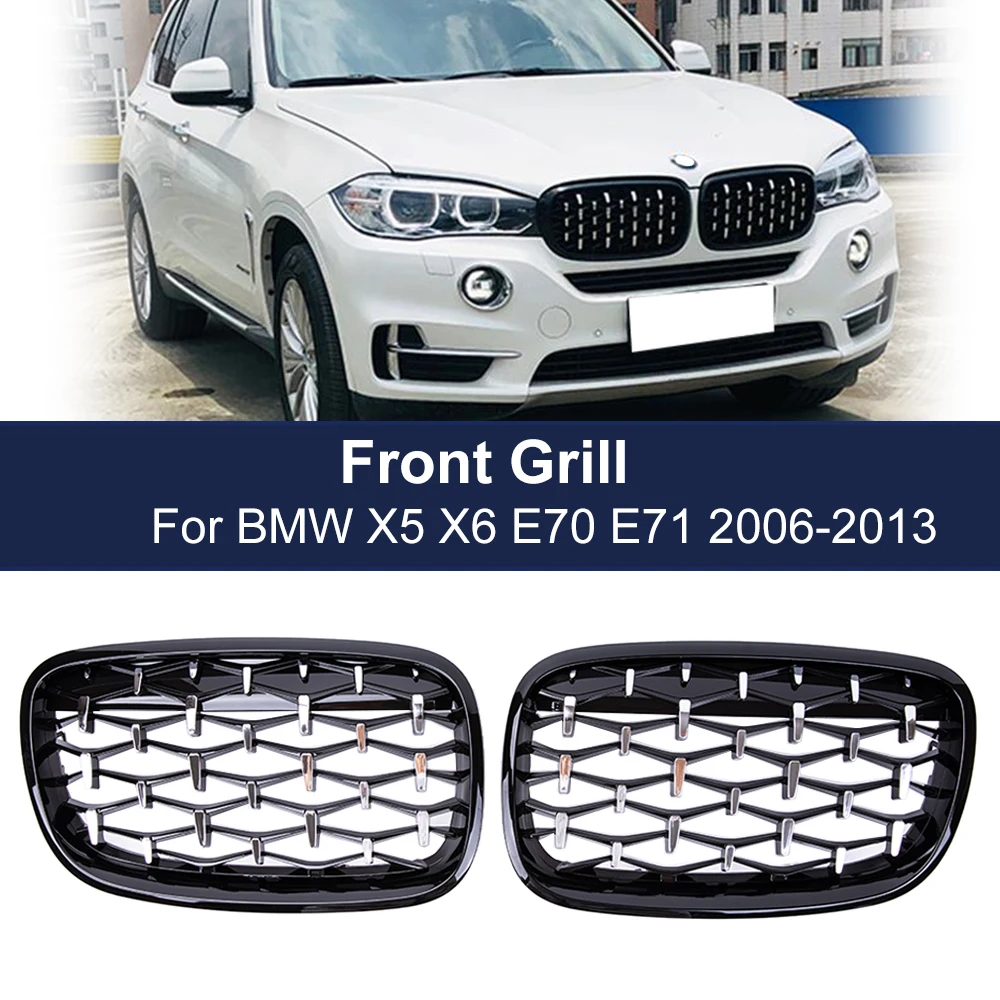 2PCS Racing Grills Diamond Kidney Grille For BMW X5 X6 E70 E71 06 -13 Chrome Meteor Style Front Bumper Grill Car Accessories
2PCS Racing Grills Diamond Kidney Grille For BMW X5 X6 E70 E71 06 -13 Chrome Meteor Style Front Bumper Grill Car Accessories