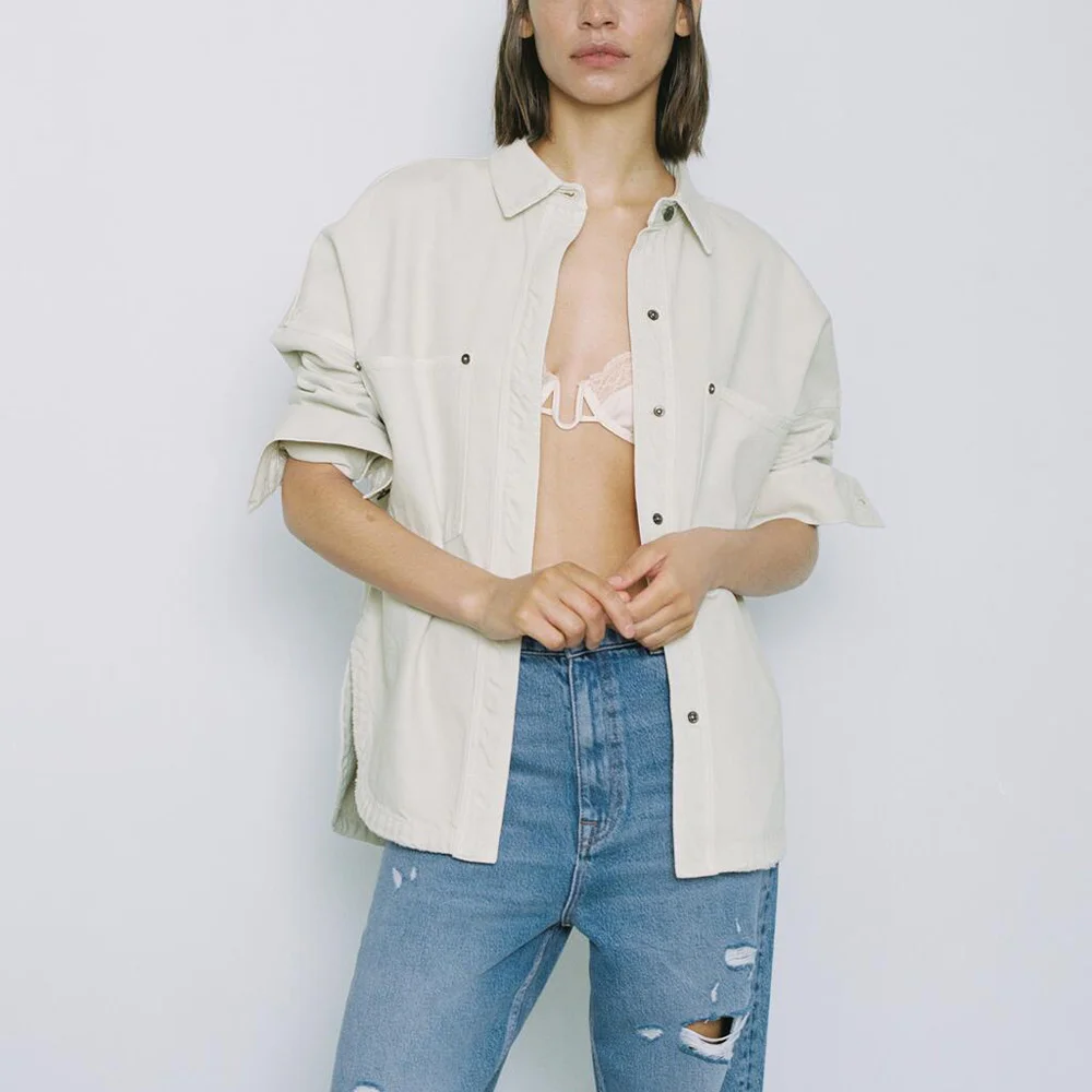 Fashion Women Pocket Decorated Denim Shirt Jacket Coat Vintage Long Sleeve Lapel Snaps Female Outerwear Chic Tops
Fashion Women Pocket Decorated Denim Shirt Jacket Coat Vintage Long Sleeve Lapel Snaps Female Outerwear Chic Tops