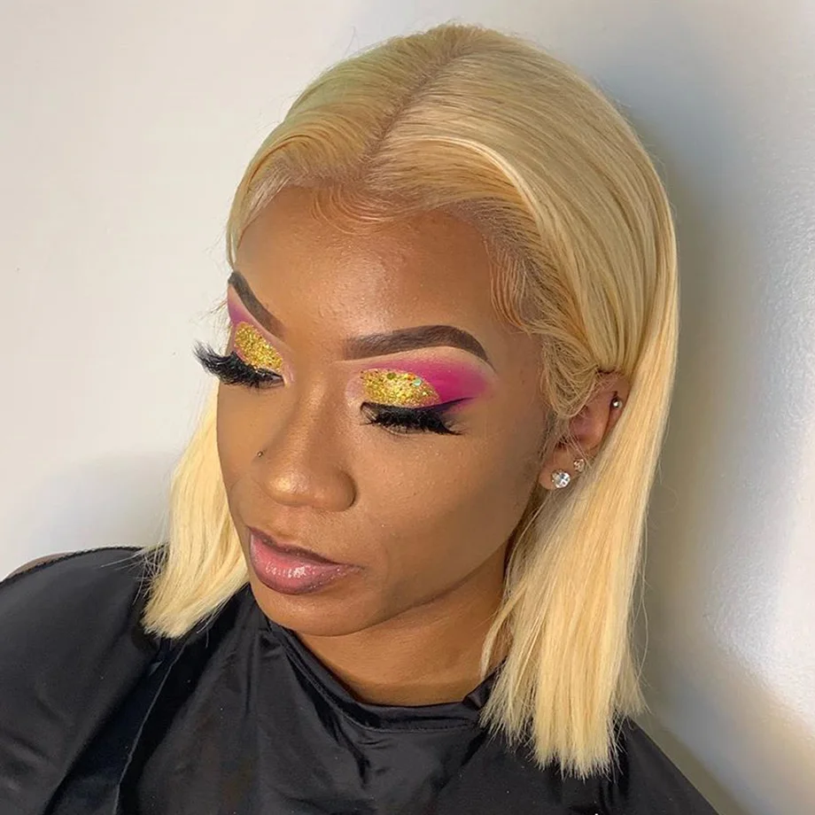 Short Straight Blonde Bob Wig Brazilian Lace Front Human Hair Wigs 13x4 Pre Plucked With Baby Hair For Black Women Free shipping
Short Straight Blonde Bob Wig Brazilian Lace Front Human Hair Wigs 13x4 Pre Plucked With Baby Hair For Black Women Free shipping