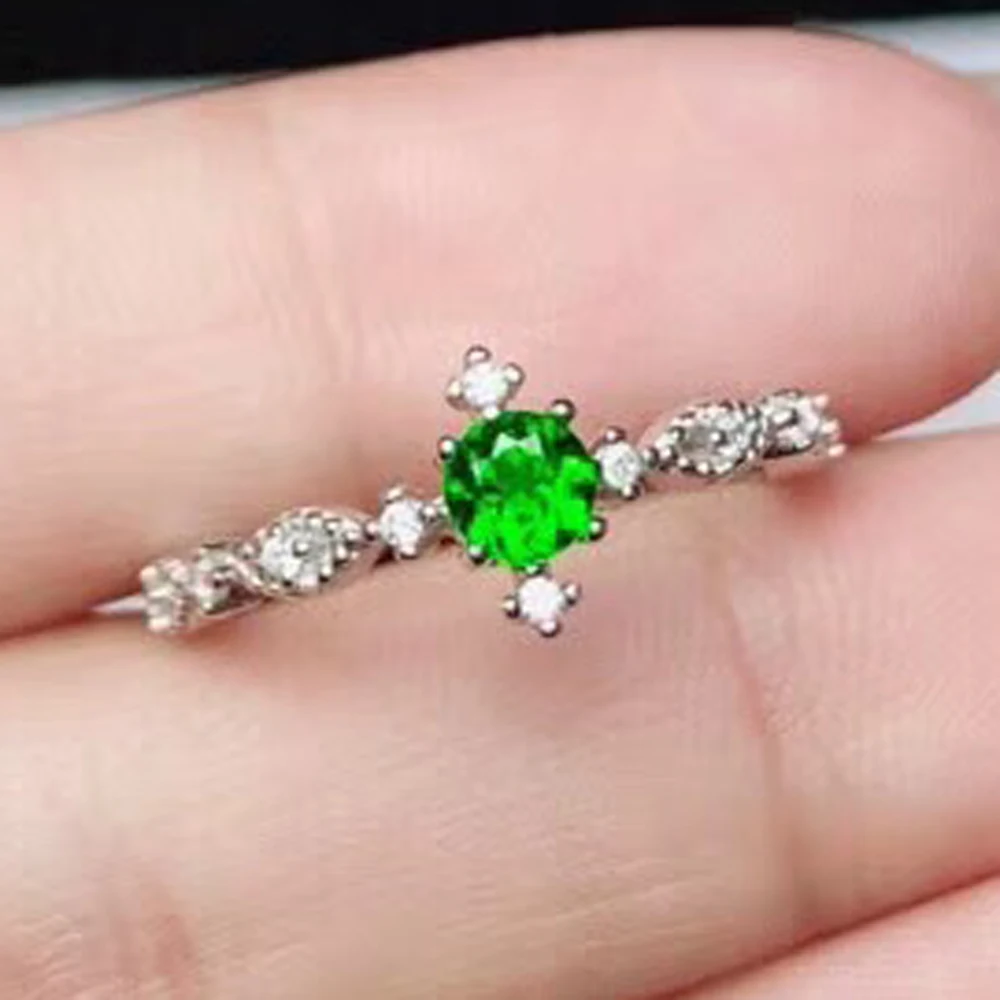 sliver ring dipoist ring women sterling sivler green gemstone