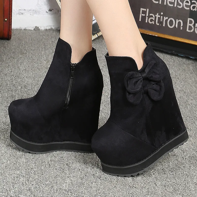 Increase Within Wedges Butterfly-Knot Ankle Boots Martin Boots 15Cm Super High Heel Short Boots Models Catwalk Sexy Womens Boots
Increase Within Wedges Butterfly-Knot Ankle Boots Martin Boots 15Cm Super High Heel Short Boots Models Catwalk Sexy Womens Boots
