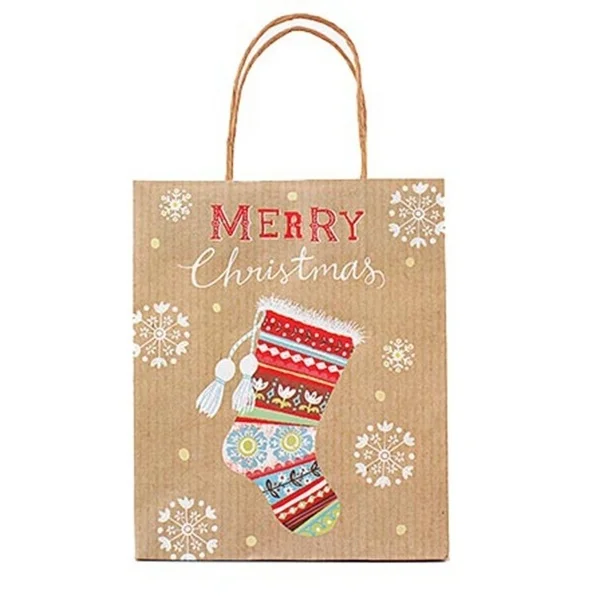 merry christmas kraft paper bag santa claus gift