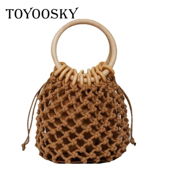 TOYOOSKY Fashion Woven Ladies Handbags Mesh Rope Weaving Tie Buckle Reticulate Hollow Out Straw Brach Bag Net Women Shoulder Bag
TOYOOSKY Fashion Woven Ladies Handbags Mesh Rope Weaving Tie Buckle Reticulate Hollow Out Straw Brach Bag Net Women Shoulder Bag