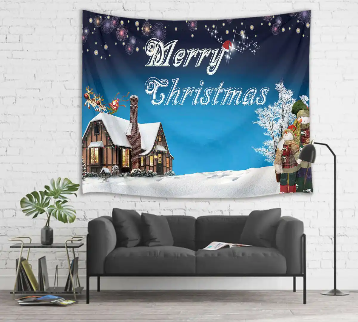 happy new year tapestry merry christmas wall art hanging home