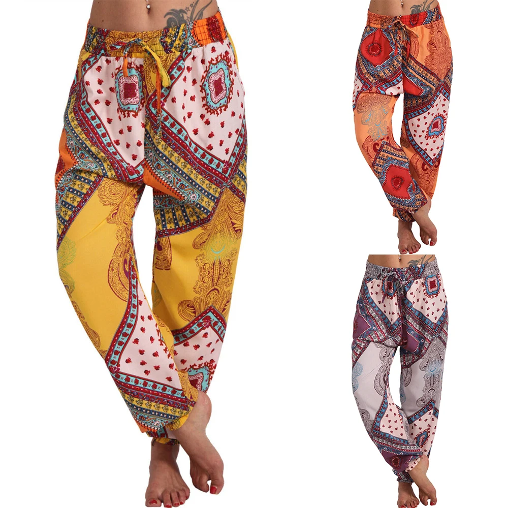 Pants Women 2020 Bohemia Wide Leg Loose Mid Waist Trousers Harem Pants Casual Drawstring Baggy Trousers Floral Print Long Pants
Pants Women 2020 Bohemia Wide Leg Loose Mid Waist Trousers Harem Pants Casual Drawstring Baggy Trousers Floral Print Long Pants
