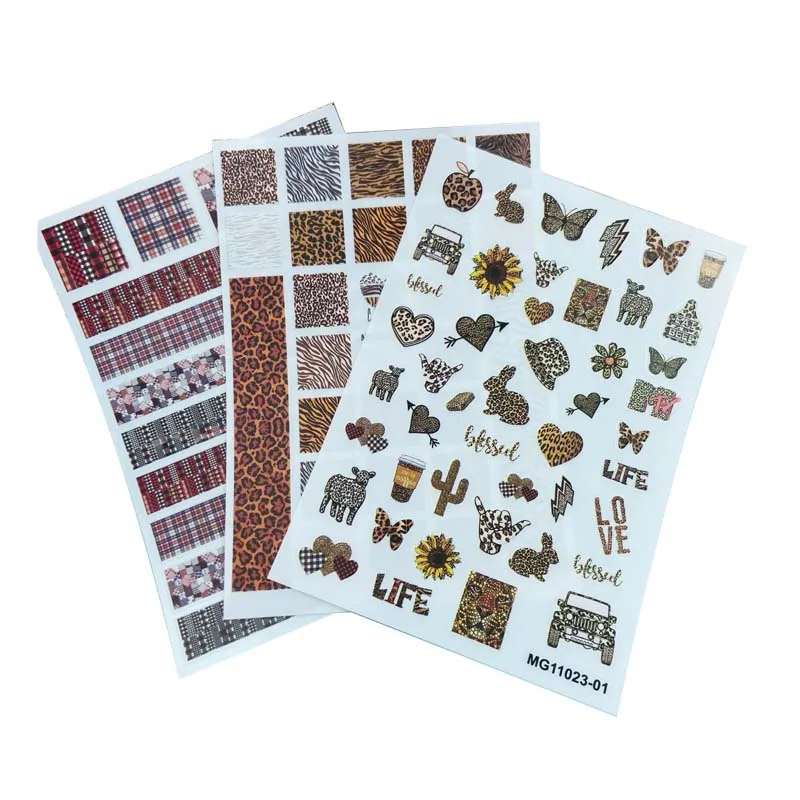 DIY Japanese Style Fashion New Arrival Nail Stickers Back Glue Adhesive Dry Nail Decals Leopard Printings in Different Shapes
DIY Japanese Style Fashion New Arrival Nail Stickers Back Glue Adhesive Dry Nail Decals Leopard Printings in Different Shapes