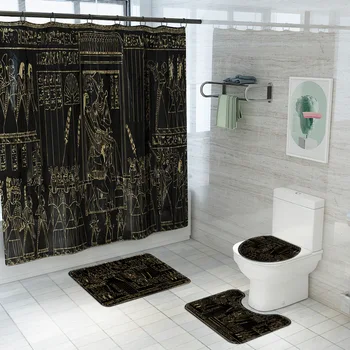 4Pcs/Set New Egyptian Mural Printing Shower Curtain Carpet Bathroom Toilet Non-Slip Floor Mat Creative Shower Curtain Decoration
4Pcs/Set New Egyptian Mural Printing Shower Curtain Carpet Bathroom Toilet Non-Slip Floor Mat Creative Shower Curtain Decoration