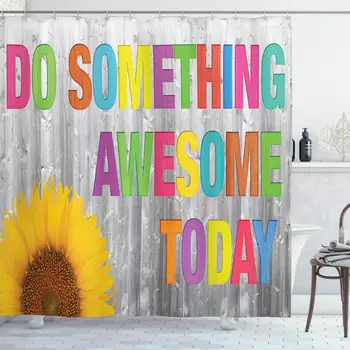 Saying Shower Curtain, Do Something Today Sunflower on Wooden Wall Planks Penal Colorful Letters, Cloth Fabric Bathroom Decor 
Saying Shower Curtain, Do Something Today Sunflower on Wooden Wall Planks Penal Colorful Letters, Cloth Fabric Bathroom Decor