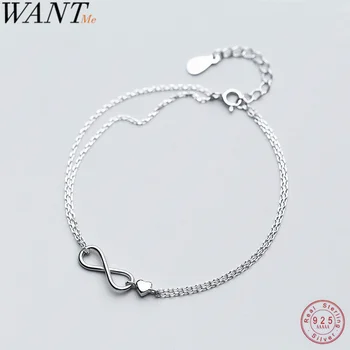 WANTME Fashion Infinite Love Heart Charm Chain Bracelet for Women Real 100% 925 Sterling Silver Party Anniversary Jewelry Gift
WANTME Fashion Infinite Love Heart Charm Chain Bracelet for Women Real 100% 925 Sterling Silver Party Anniversary Jewelry Gift