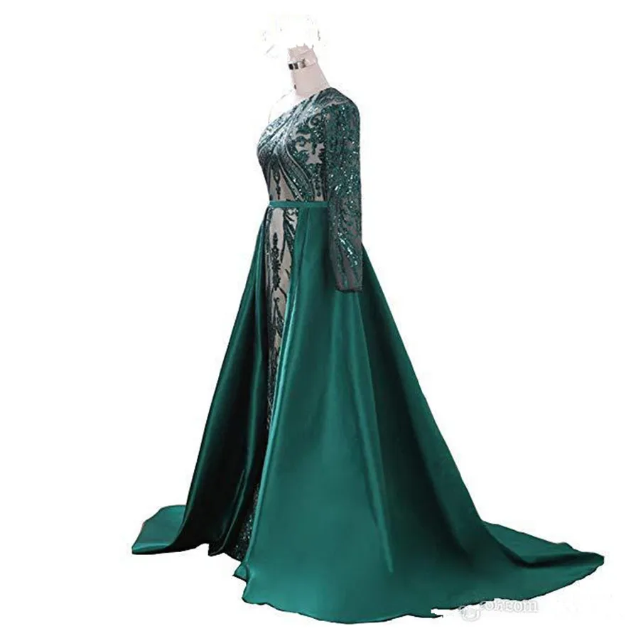 luxury-dark-green-evening-dresses-2018-one-shoulder-zuhair-murad-dresses-mermaid-sequined-prom-gown-with-detachable-train-custom-made (3)
