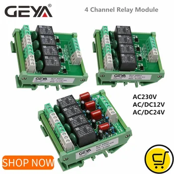 GEYA 4 Channel Relay Module 1 SPDT DIN Rail Mount 12V 24V DC/AC Interface Relay Module 230VAC
GEYA 4 Channel Relay Module 1 SPDT DIN Rail Mount 12V 24V DC/AC Interface Relay Module 230VAC