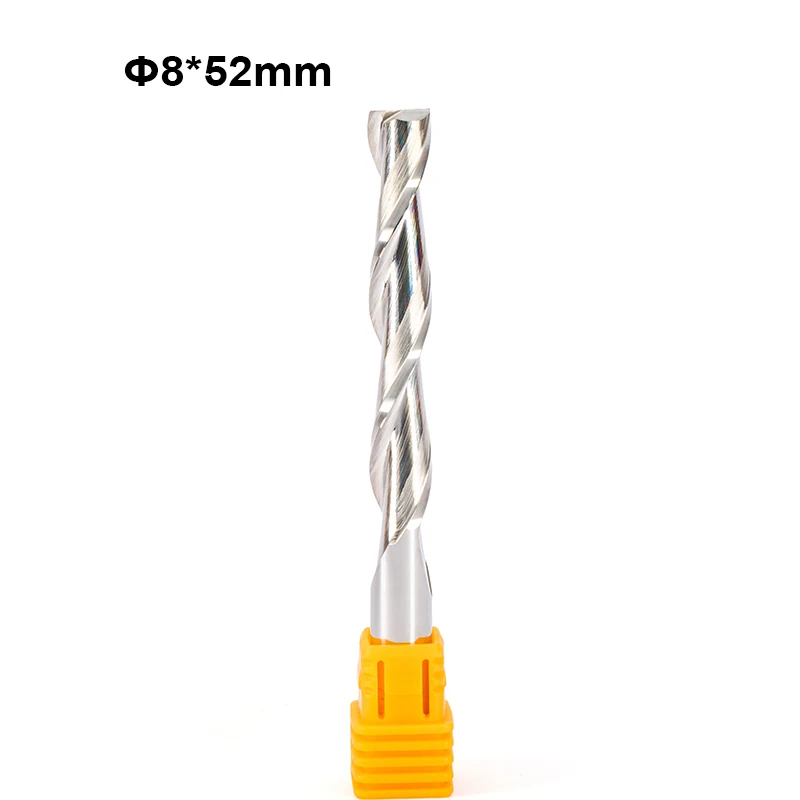 

1pc 8mm SHK CEL 32mm 42mm 52mm Wood cutter CNC Router Bits 2 Flutes Spiral End Mills Double Flute Milling PVC MDF Plywood